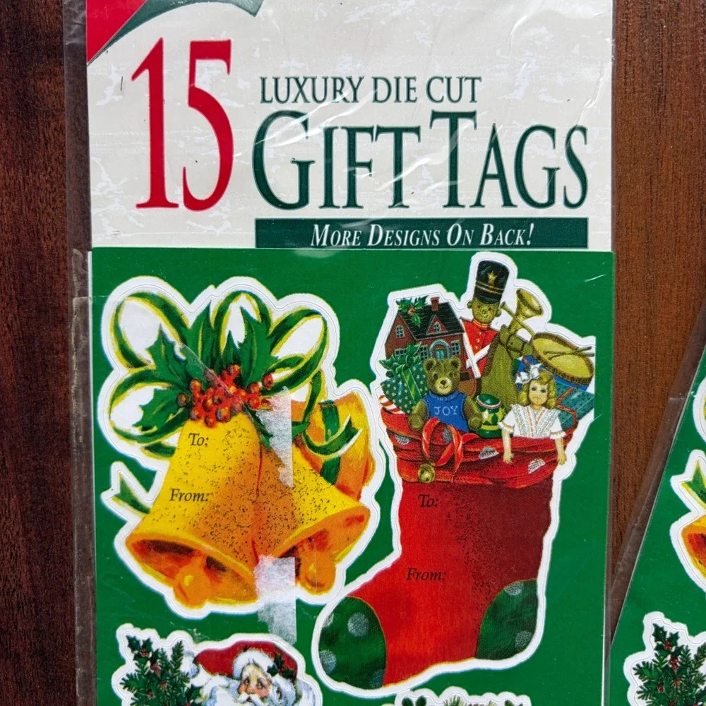15 Luxury Die Cut Christmas Gift Tags Santa Bells Stocking Rocking Horse‎